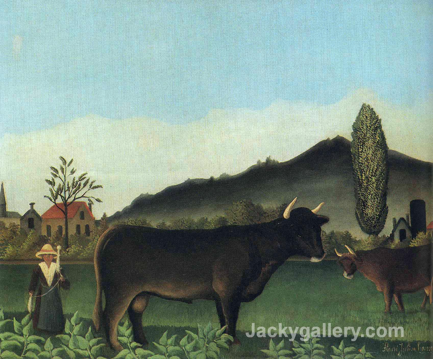 (Landscape with cow) by Henri Rousseau paintings reproduction